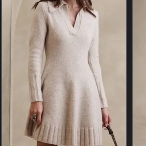 Banana Republic Dresses & Skirts - Banana Republic XL Rosie Cream Long Sleeve Collar Dress